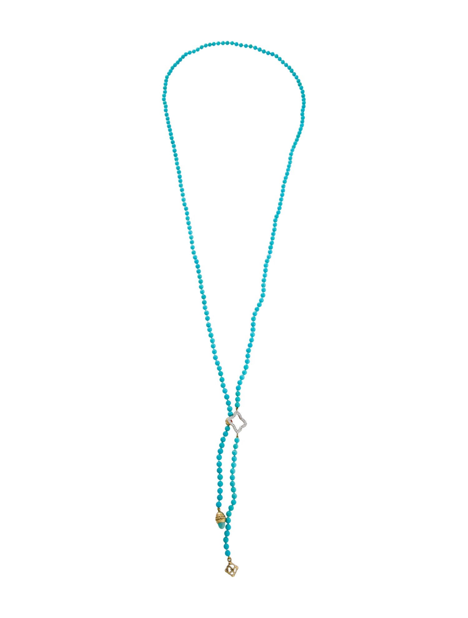 David Yurman 18k Turquoise, Diamond & Coral Quatrefoil Necklace