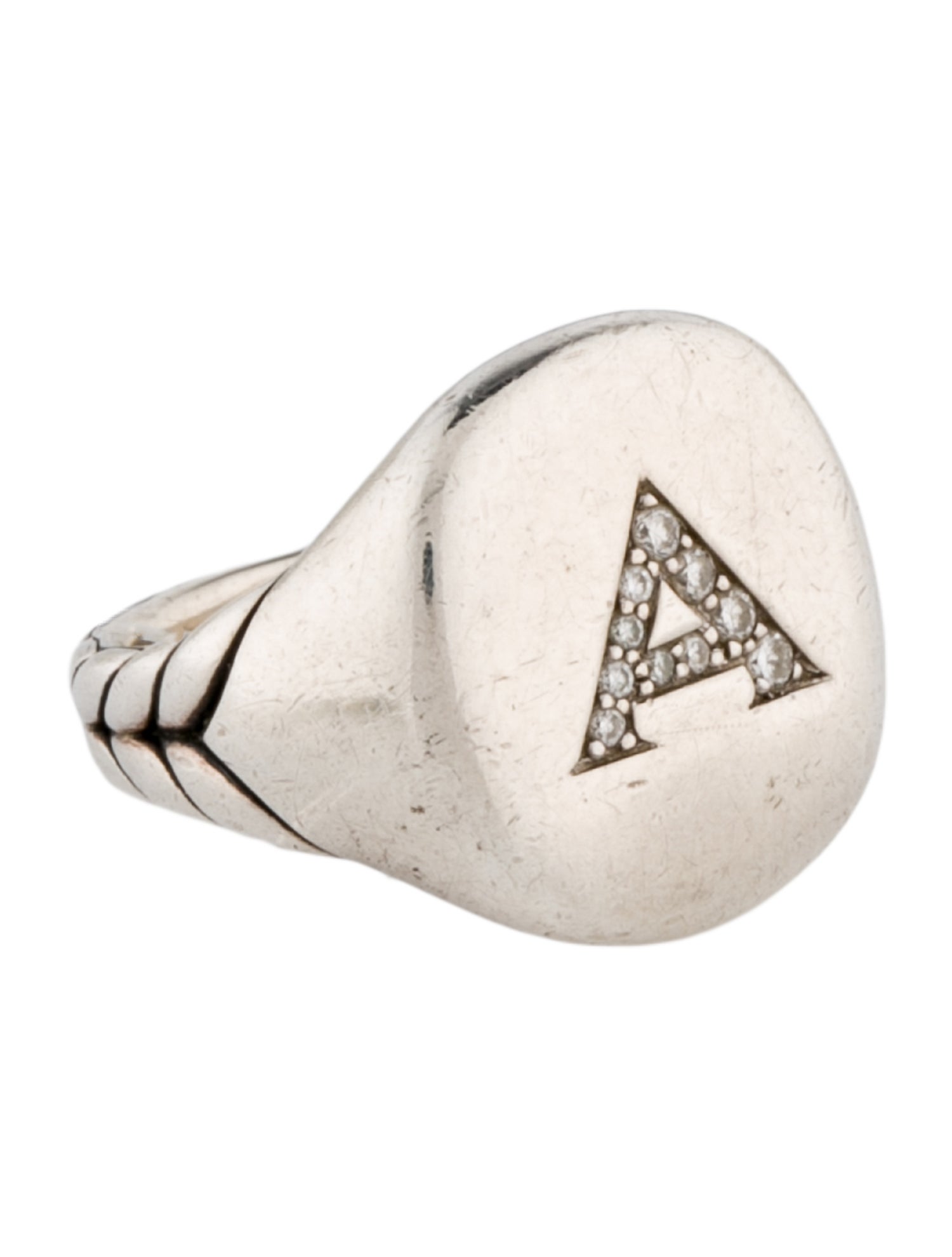 David Yurman Diamond Initial 'A' Pinky Ring