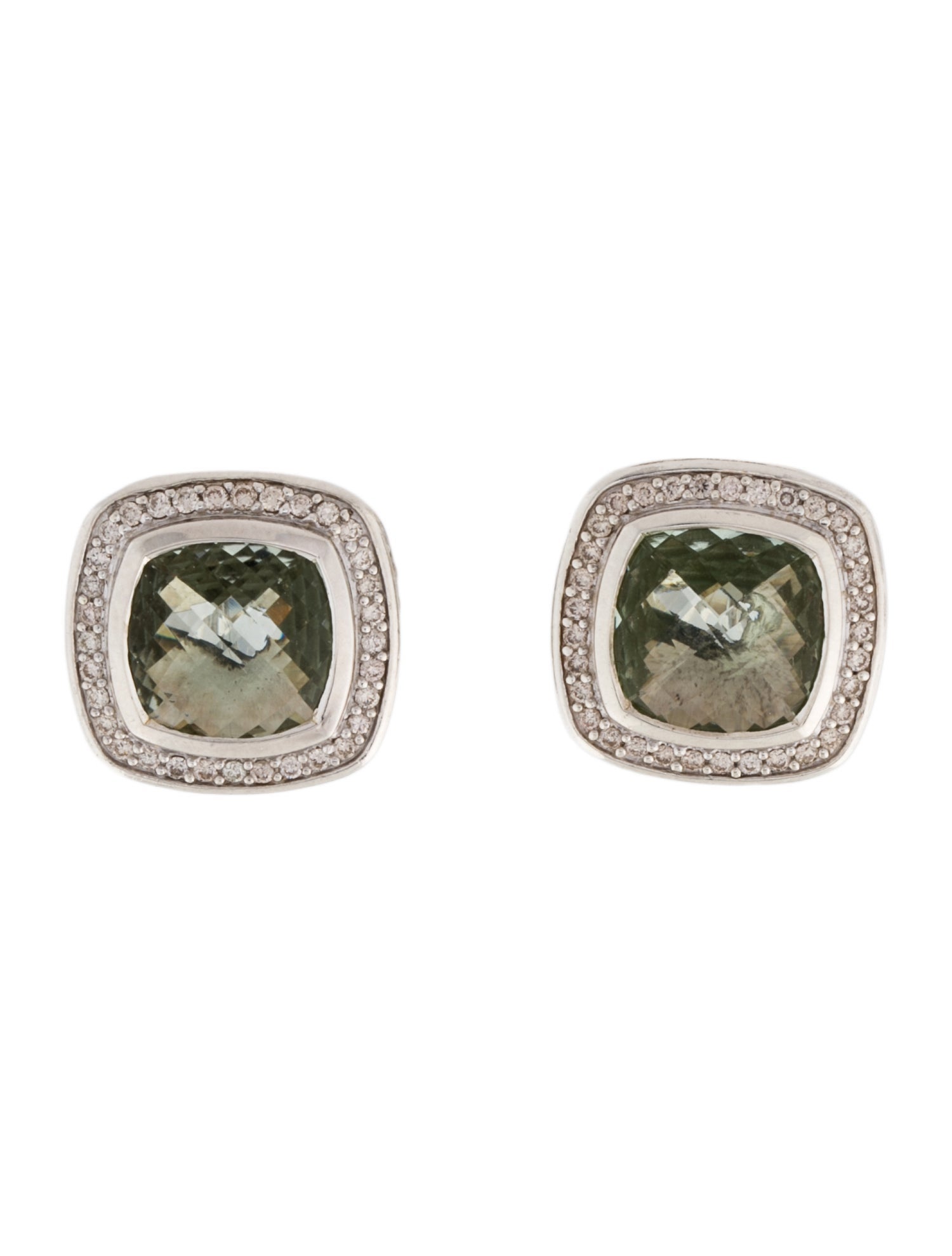 David Yurman Prasiolite & Diamond Albion Earclips