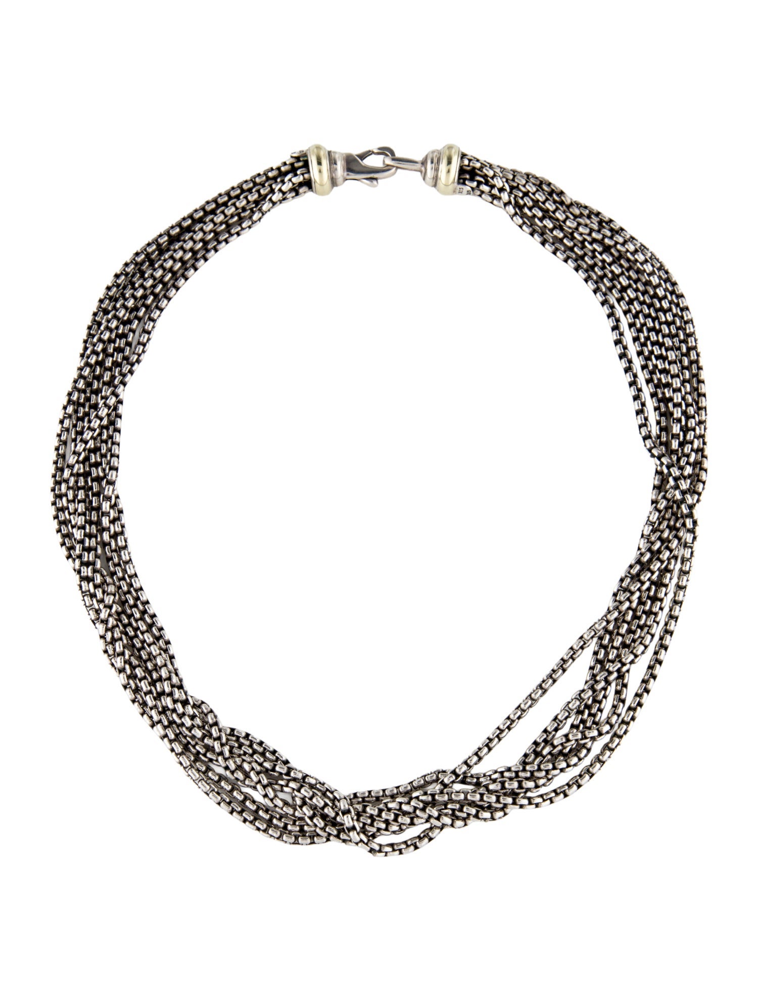 David Yurman Two-Tone 6 Row Box Chain Necklace