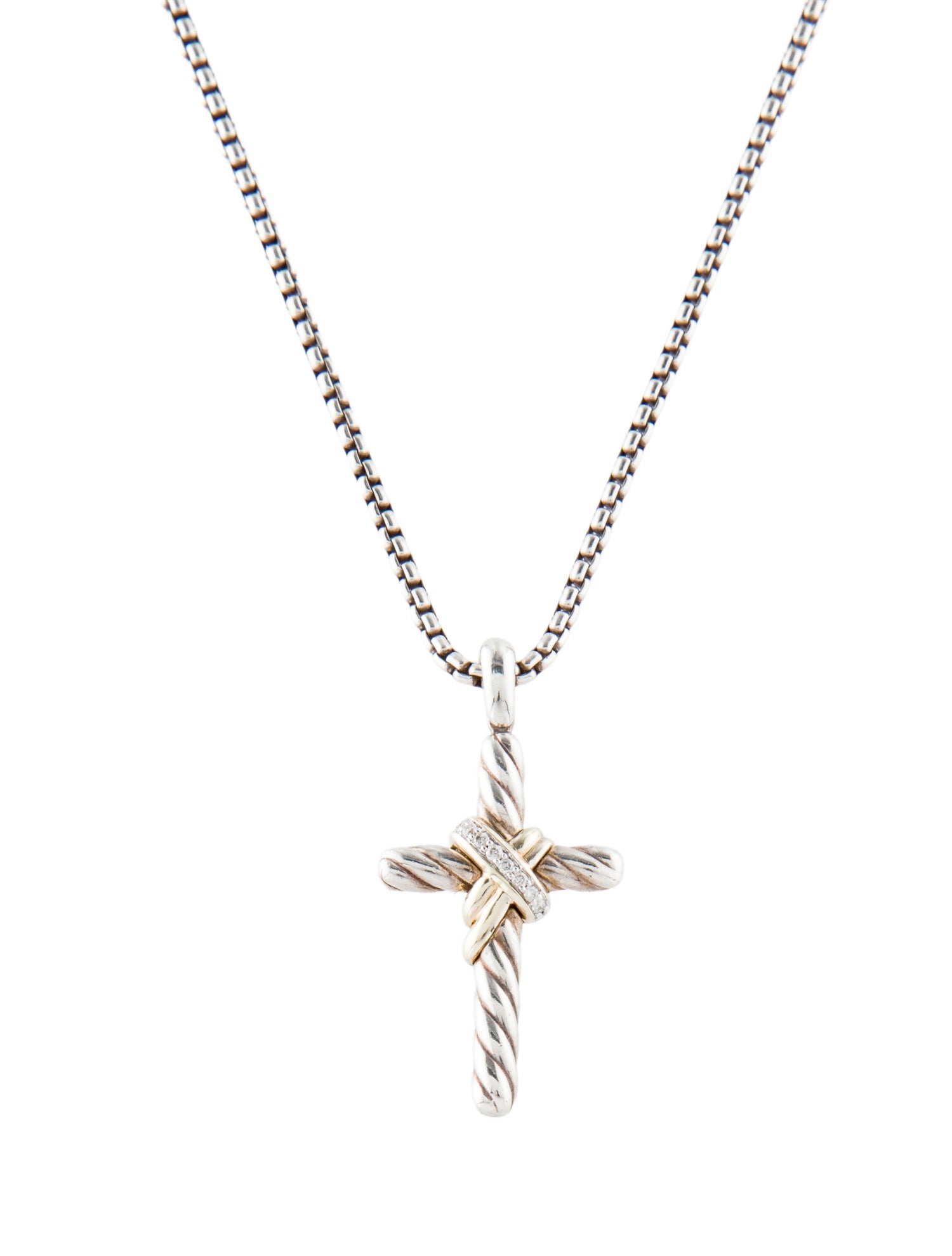 David Yurman Diamond X Cross Necklace
