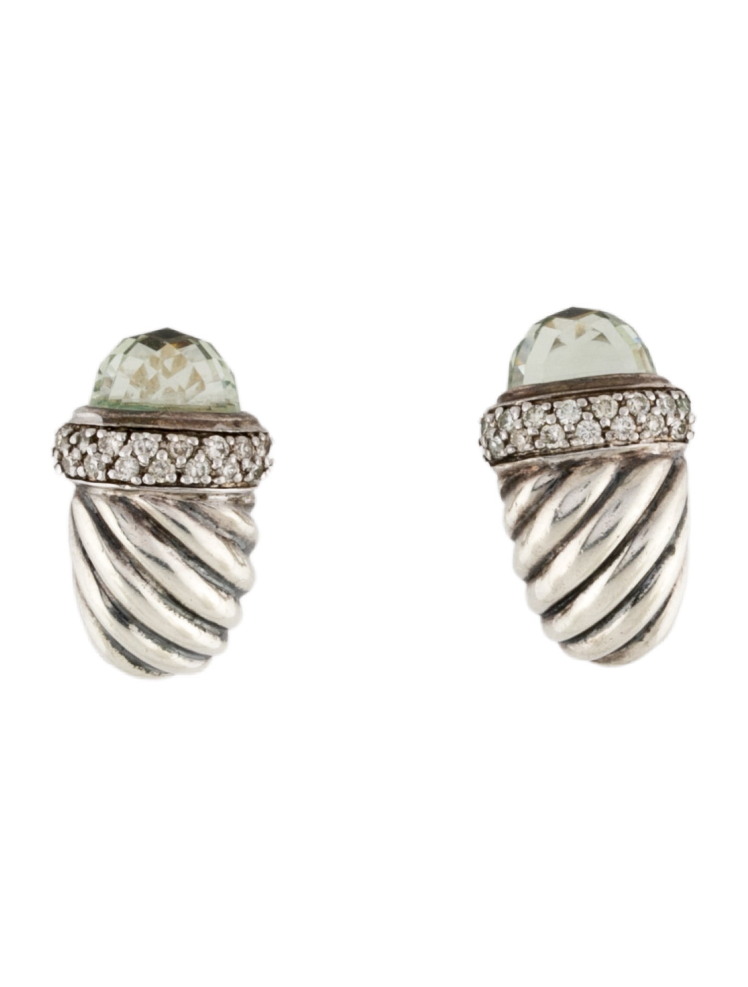 David Yurman Prasiolite & Diamond Earrings