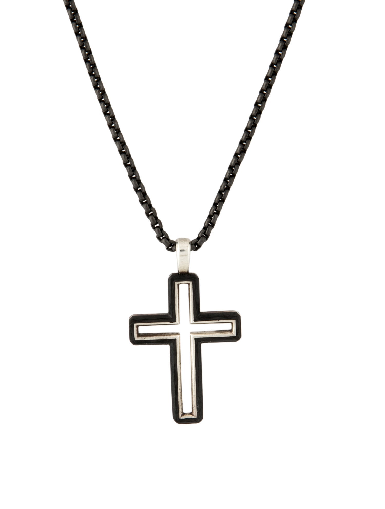 David Yurman Forged Carbon Cross Pendant Necklace