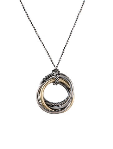 David Yurman Two-Tone Crossover Pendant Necklace, 40"
