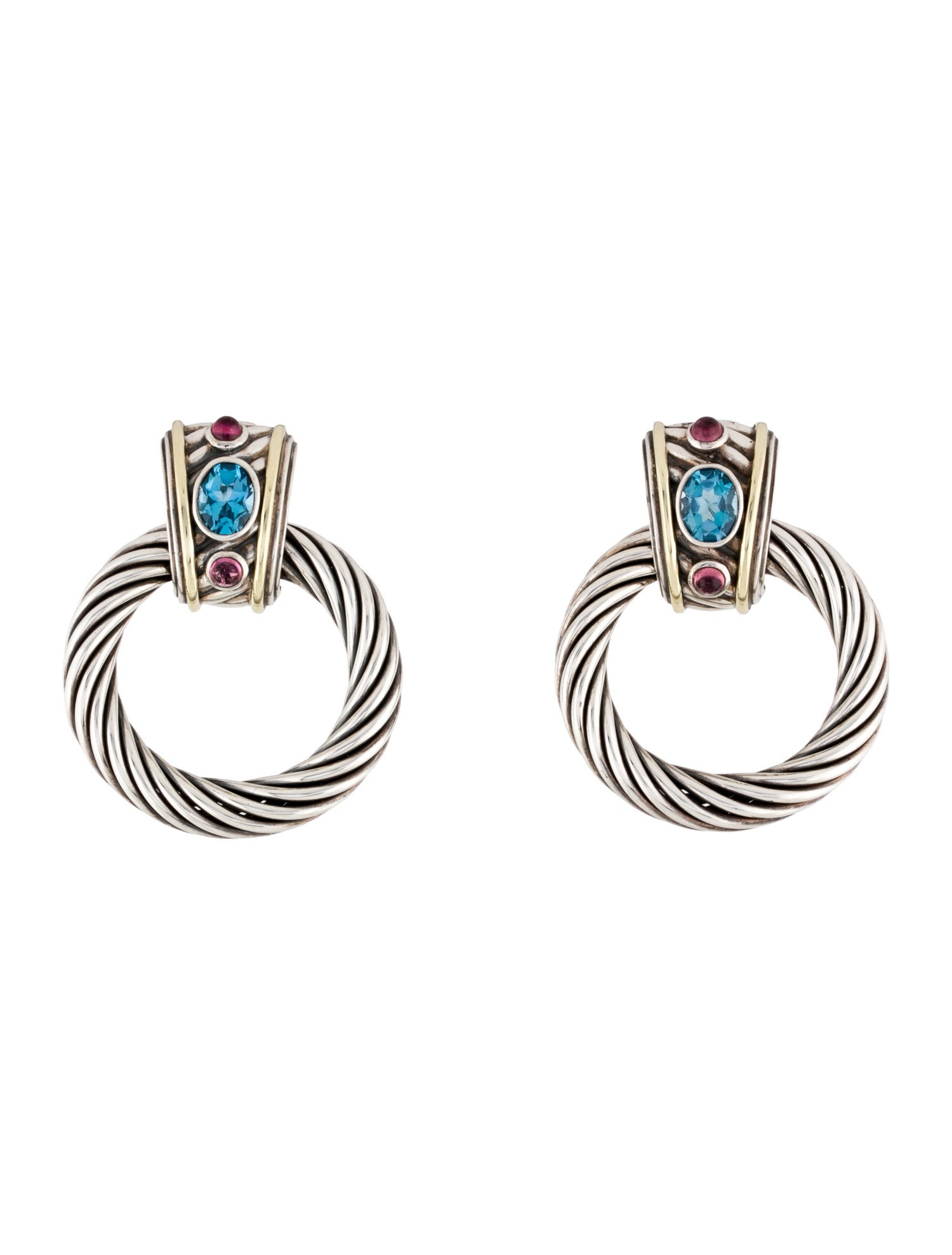 David Yurman Topaz & Tourmaline Door Knocker Earclips