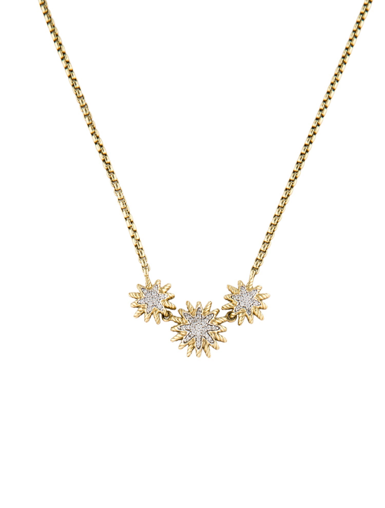 David Yurman 18K Diamond Starburst Pendant Necklace