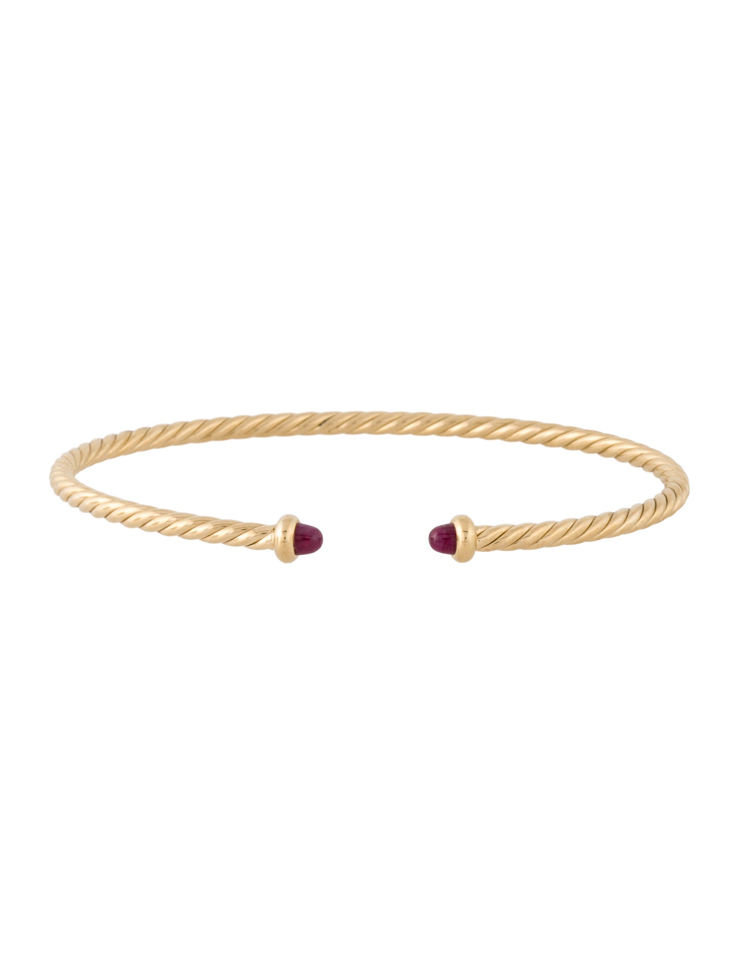 David Yurman 18K Ruby Micro Cablespira Flex Cuff Bracelet