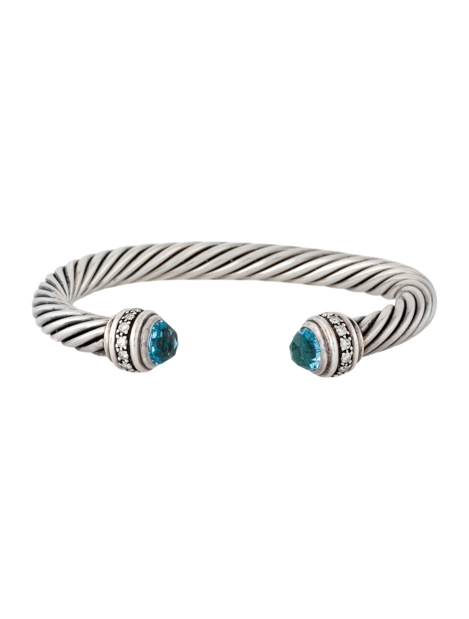 David Yurman Topaz & Diamond Classic Cable Bracelet