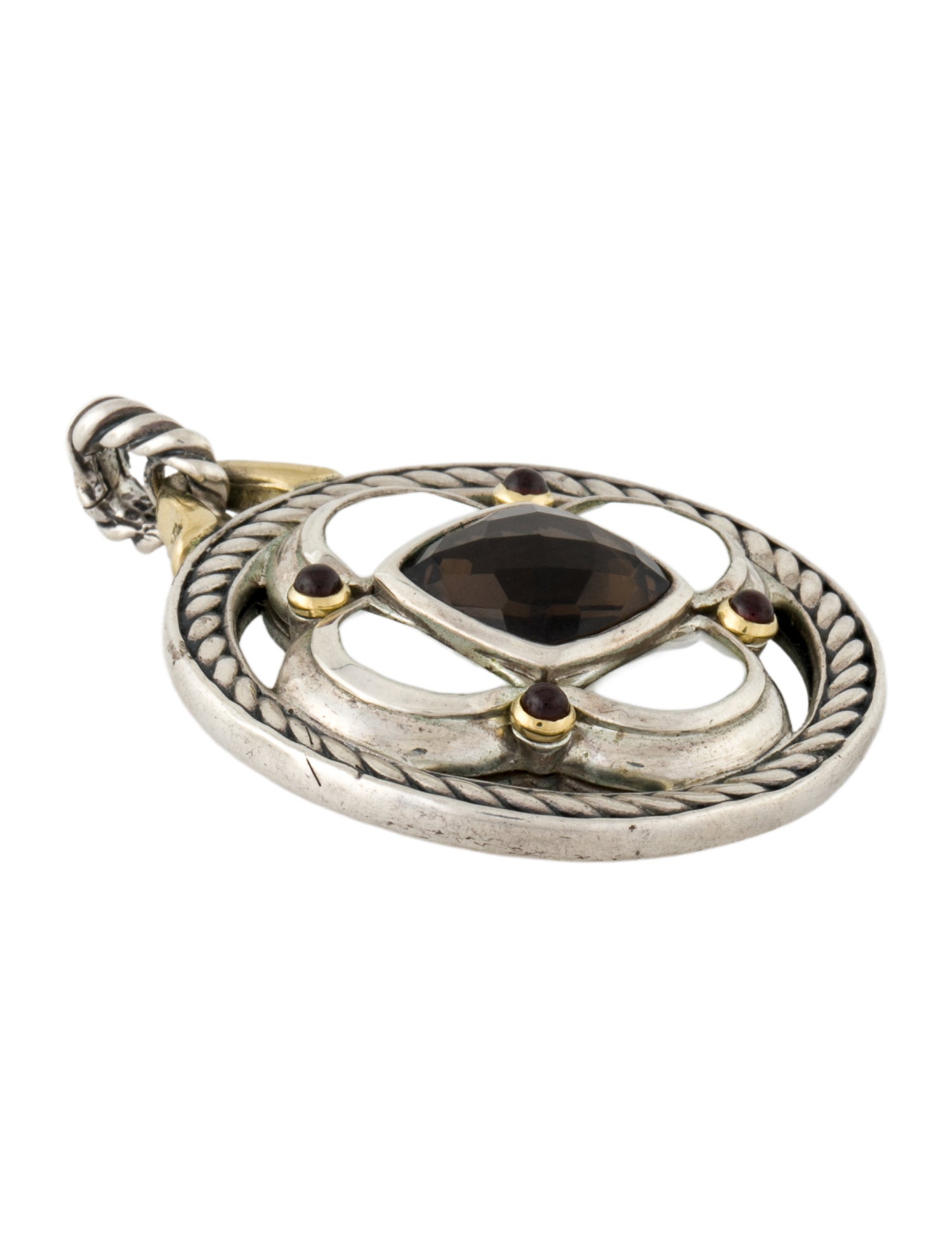 David Yurman Smoky Quartz, Opal, & Garnet Half Moon Pendant Enhancer