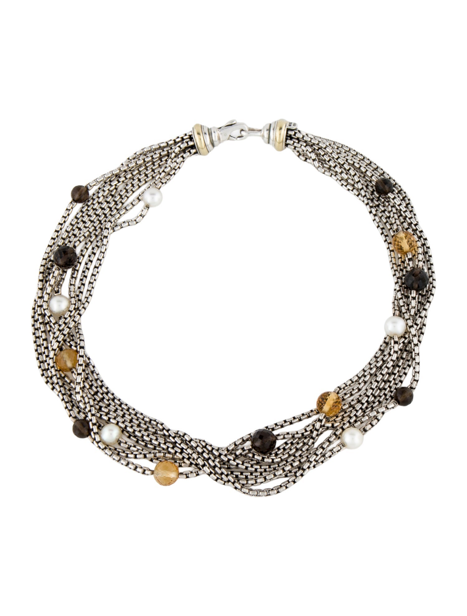 David Yurman Pearl, Smoky Quartz & Citrine Multistrand Necklace