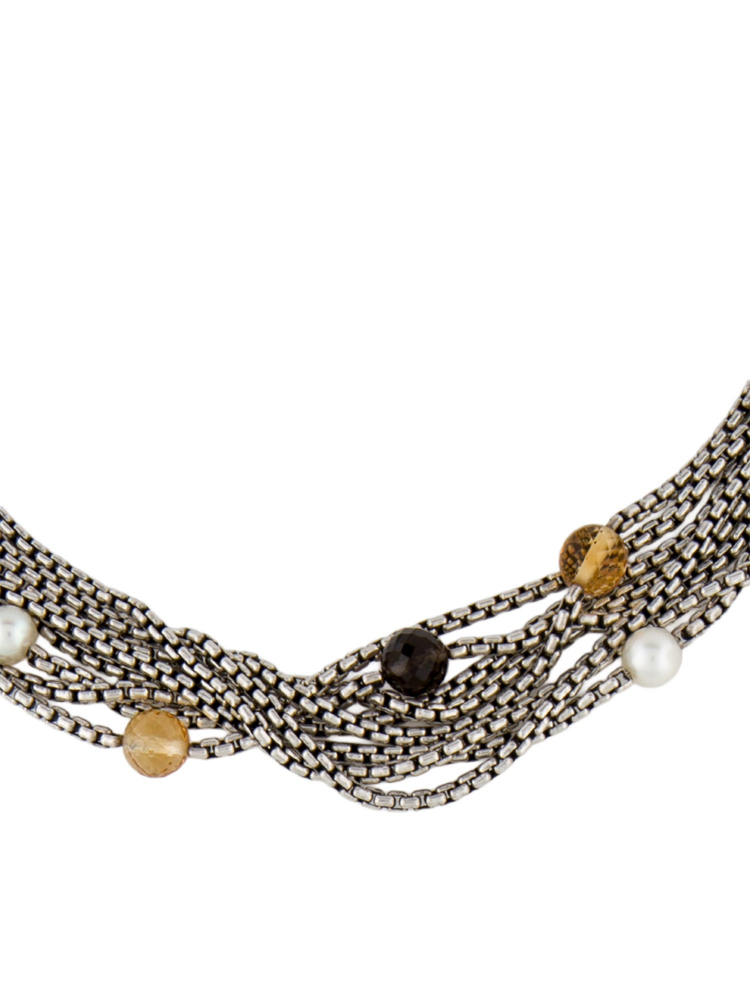 David Yurman Pearl, Smoky Quartz & Citrine Multistrand Necklace