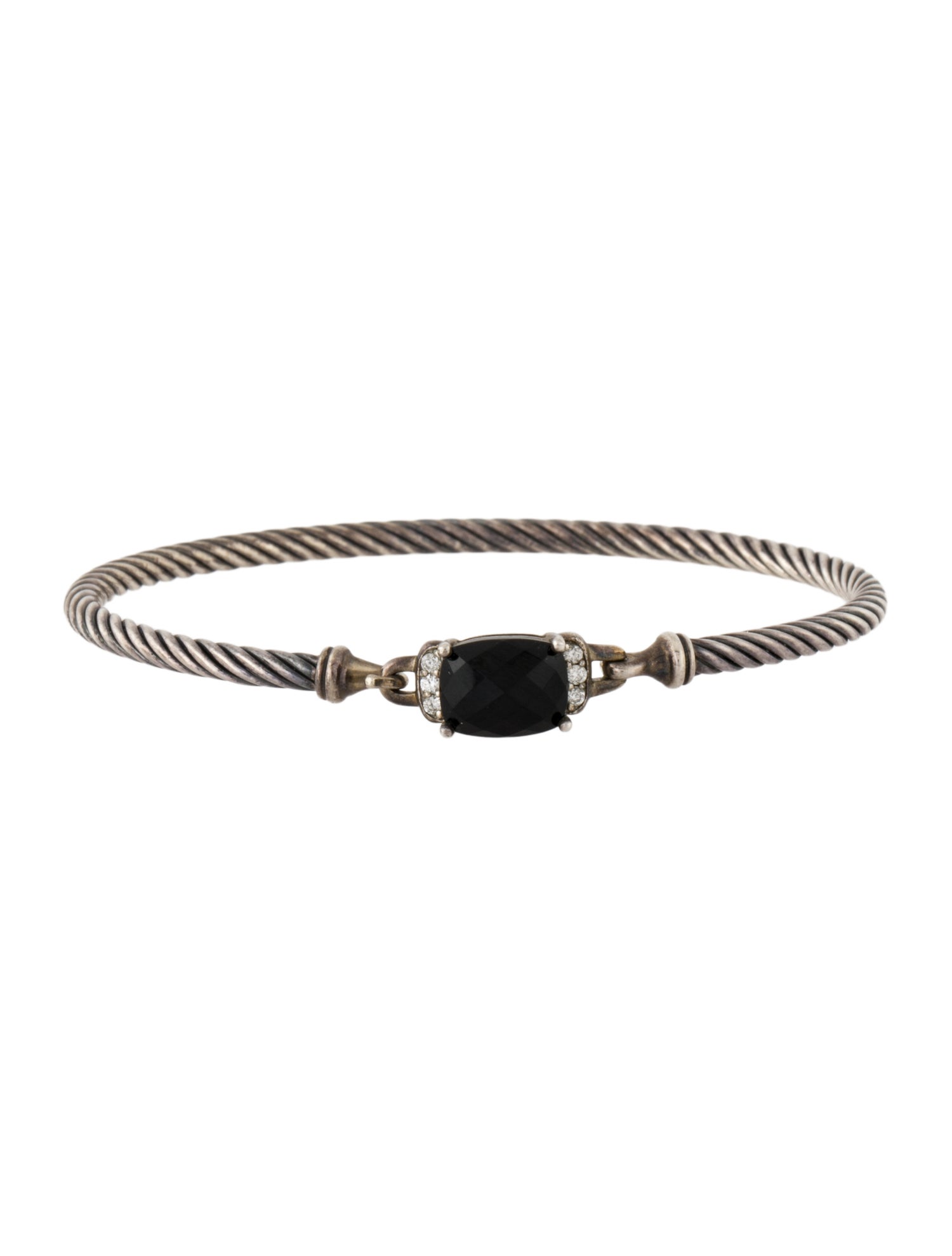 David Yurman Onyx & Diamond Petite Wheaton® Bracelet
