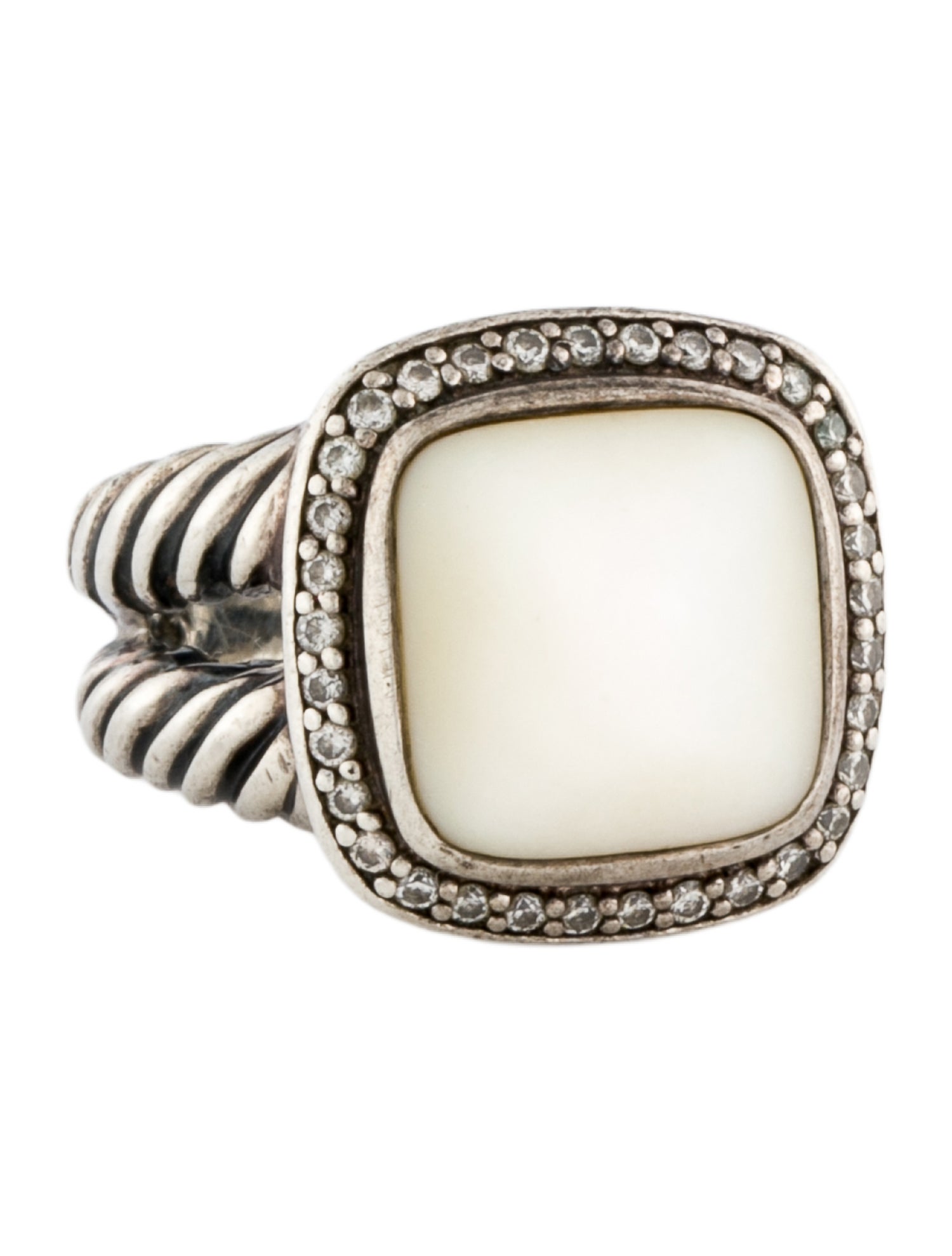 David Yurman Mother Of Pearl & Diamond Albion Ring
