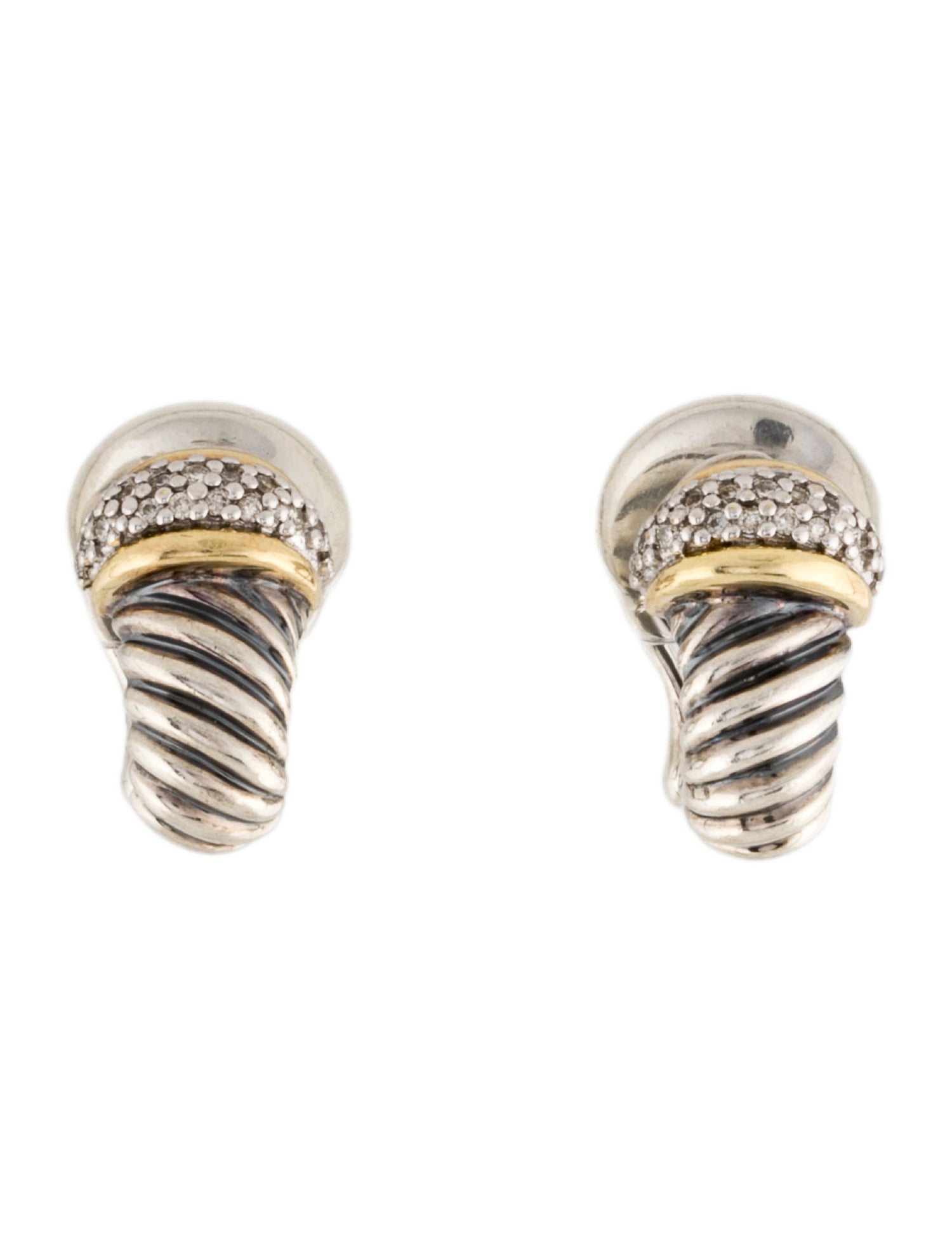 David Yurman Vintage Diamond Shrimp Earclips