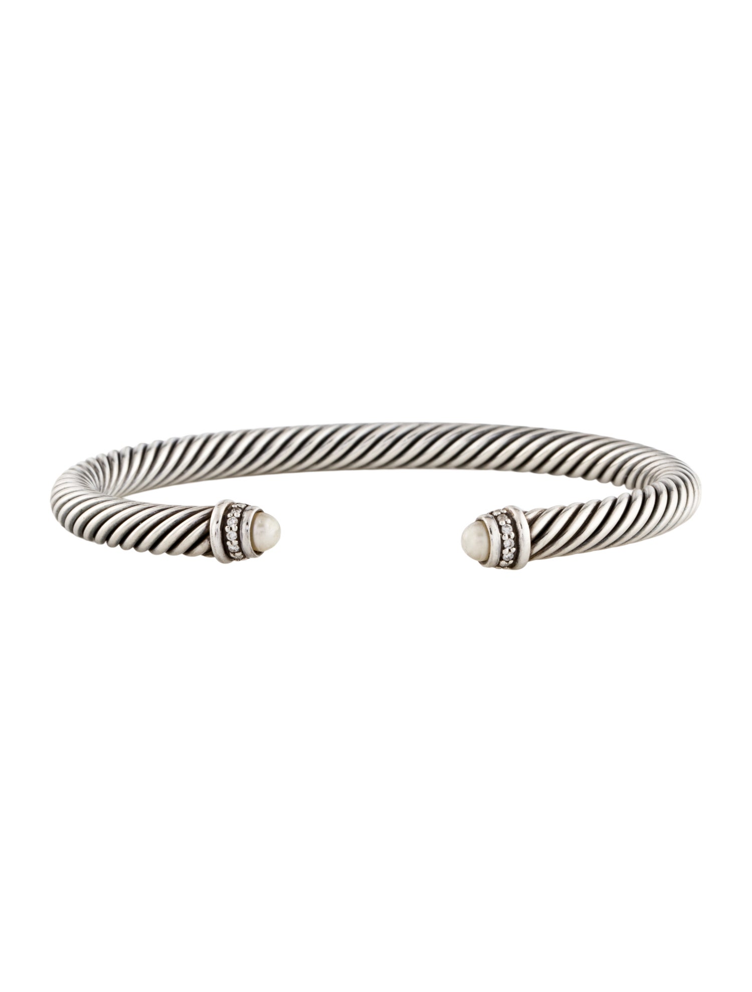 David Yurman Pearl & Diamond Cable Classic Cuff