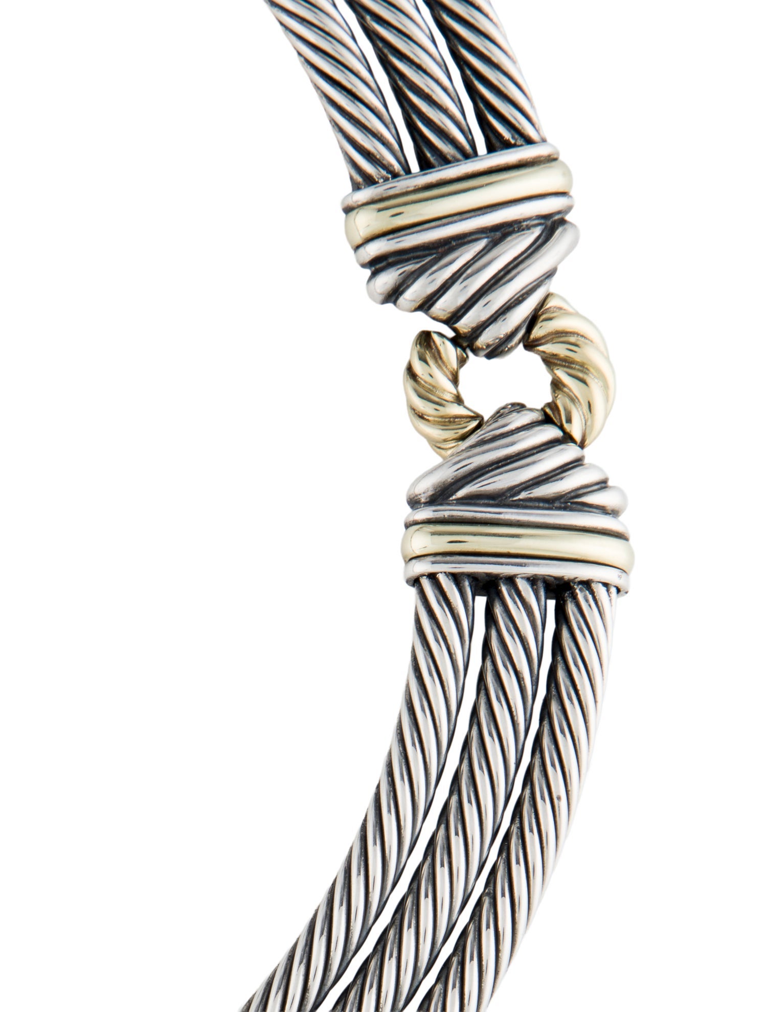 David Yurman Two-Tone Triple Cable Collar Necklace