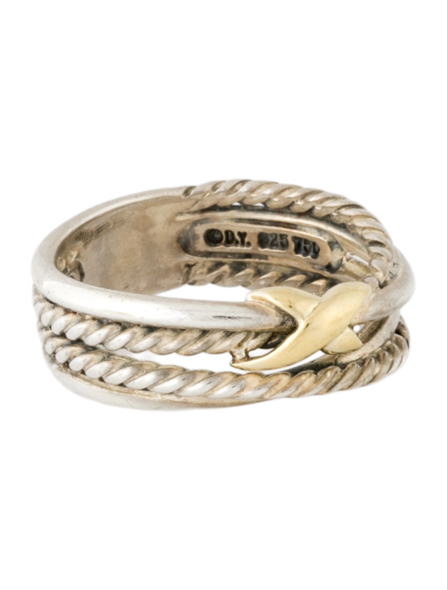 David Yurman Two-Tone X Crossover Band Ring