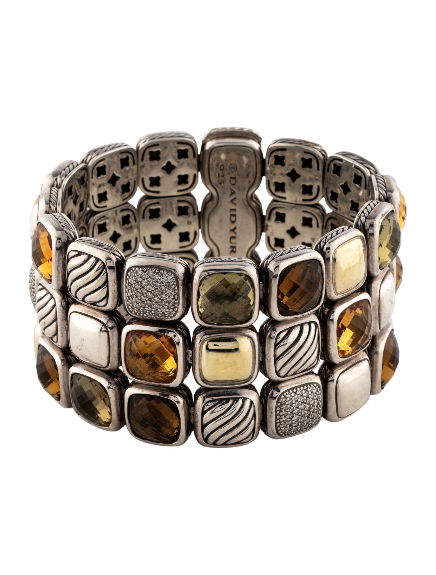 David Yurman Citrine, Prasiolite & Diamond Chiclet Link Bracelet