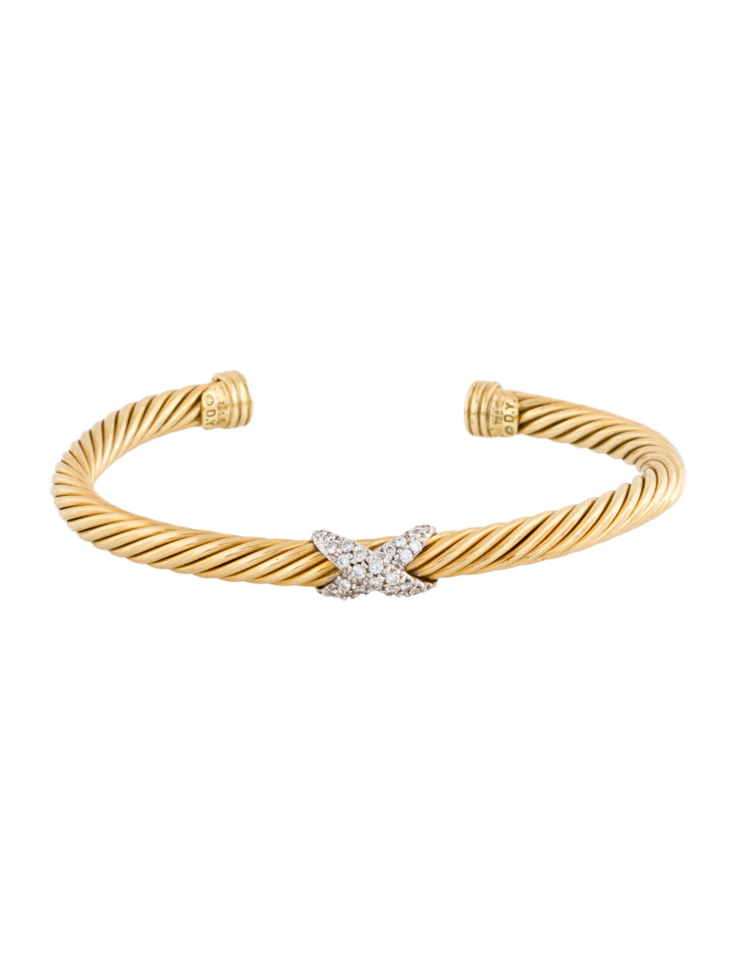 David Yurman 18K Diamond X Cable Cuff