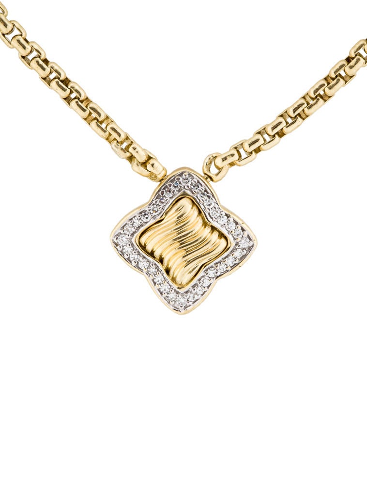 David Yurman Quatrefoil Diamond Pendant Necklace Necklaces DVY21618
