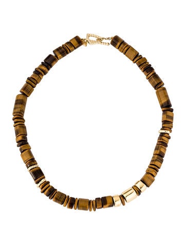 David Yurman 18K Nevelson Tiger's Eye Quartz Bead Necklace