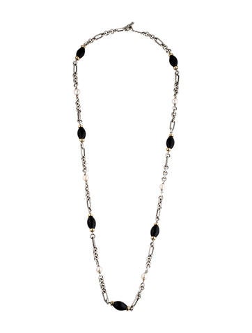 David Yurman Bi-Color Onyx & Pearl Figaro Necklace