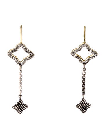 David Yurman Quatrefoil Diamond Drop Earrings