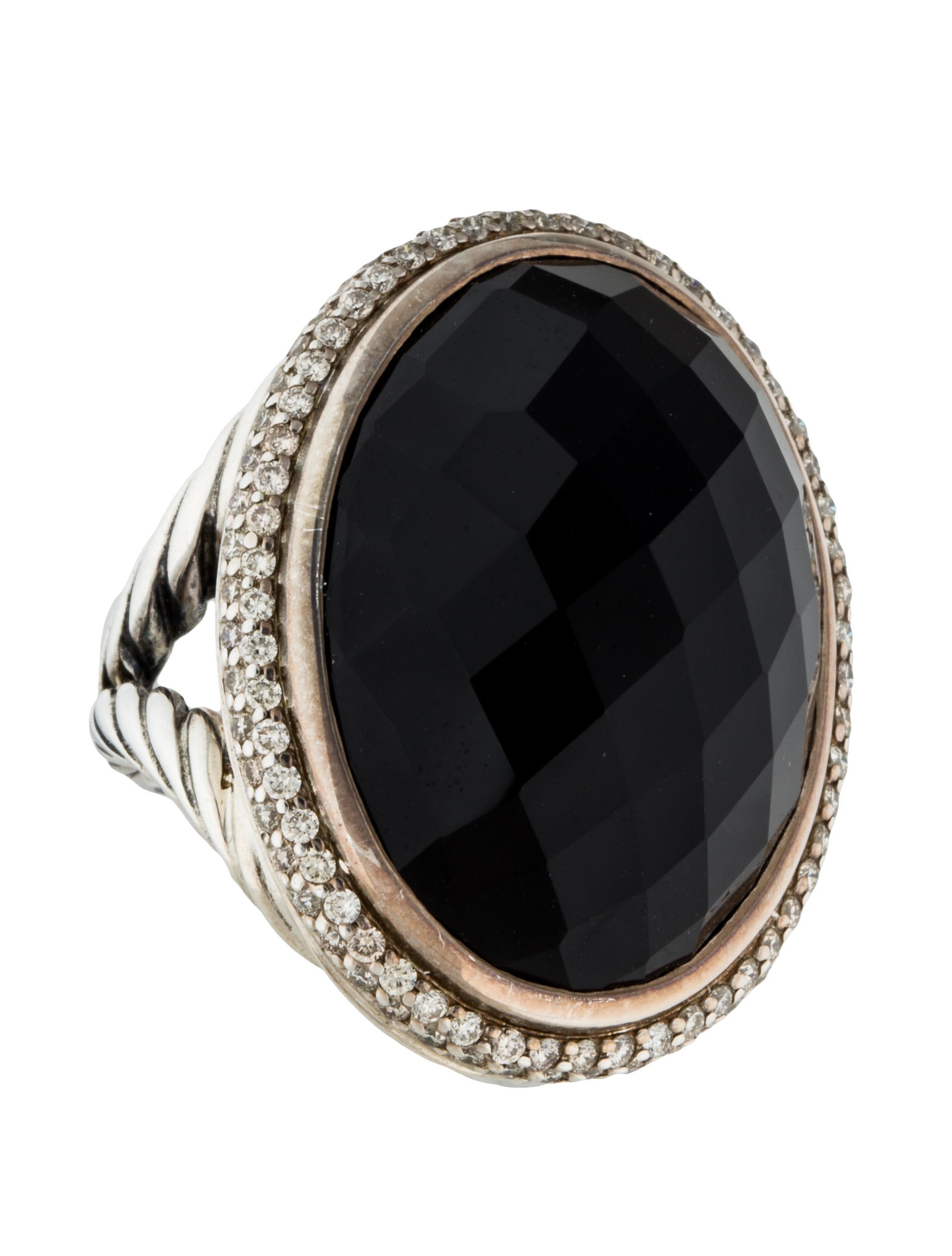 David Yurman Diamond Onyx Signature Oval Tail Ring Rings Diamond Onyx Signature Oval Tail Ring