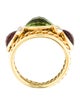 David Yurman 18K Peridot, Garnet & Diamond Ring