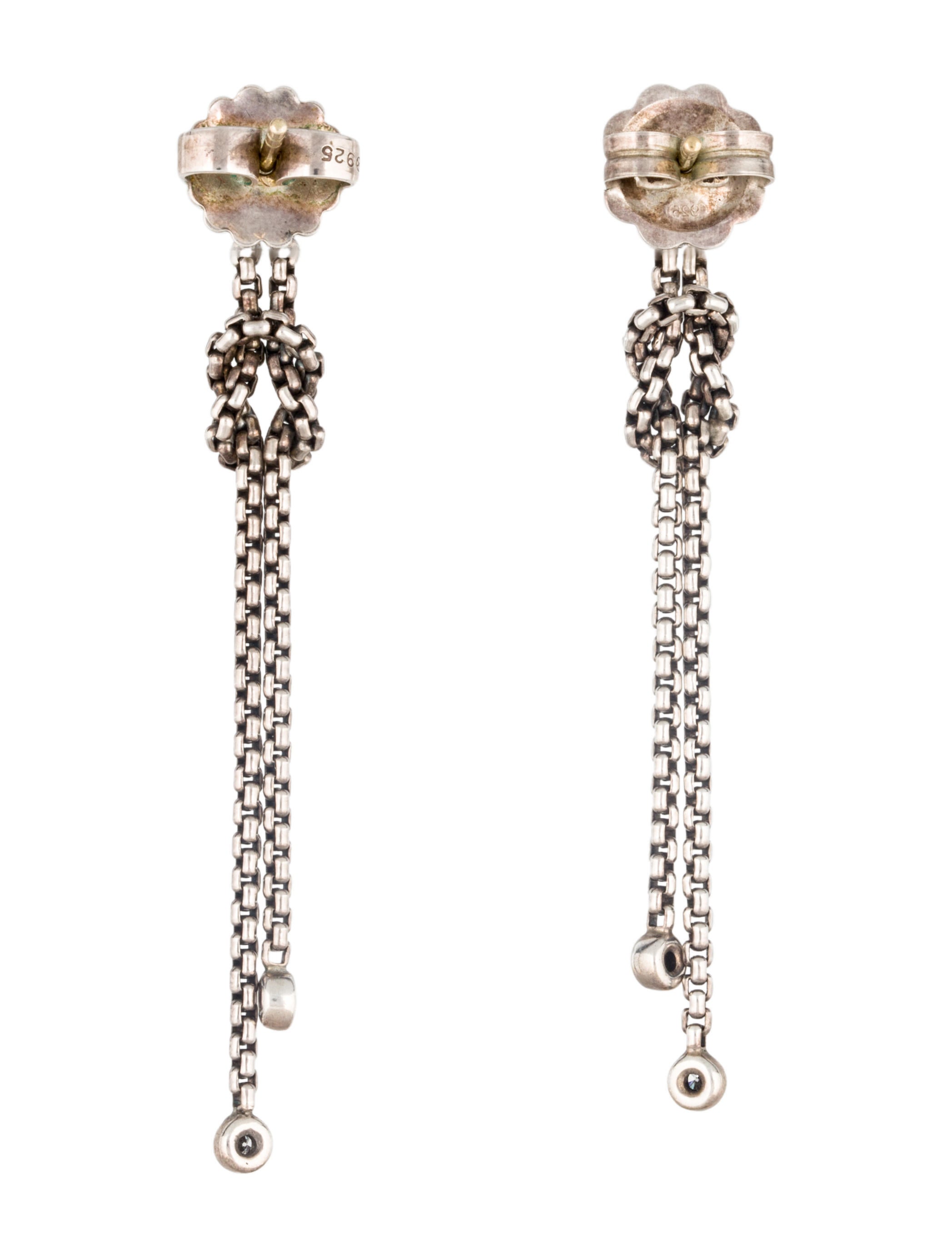 David Yurman Knotted Diamond Chain Tassel Earrings Earrings