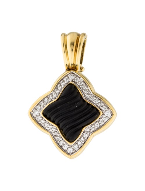 David Yurman 18K Onyx & Diamond Quatrefoil Enhancer