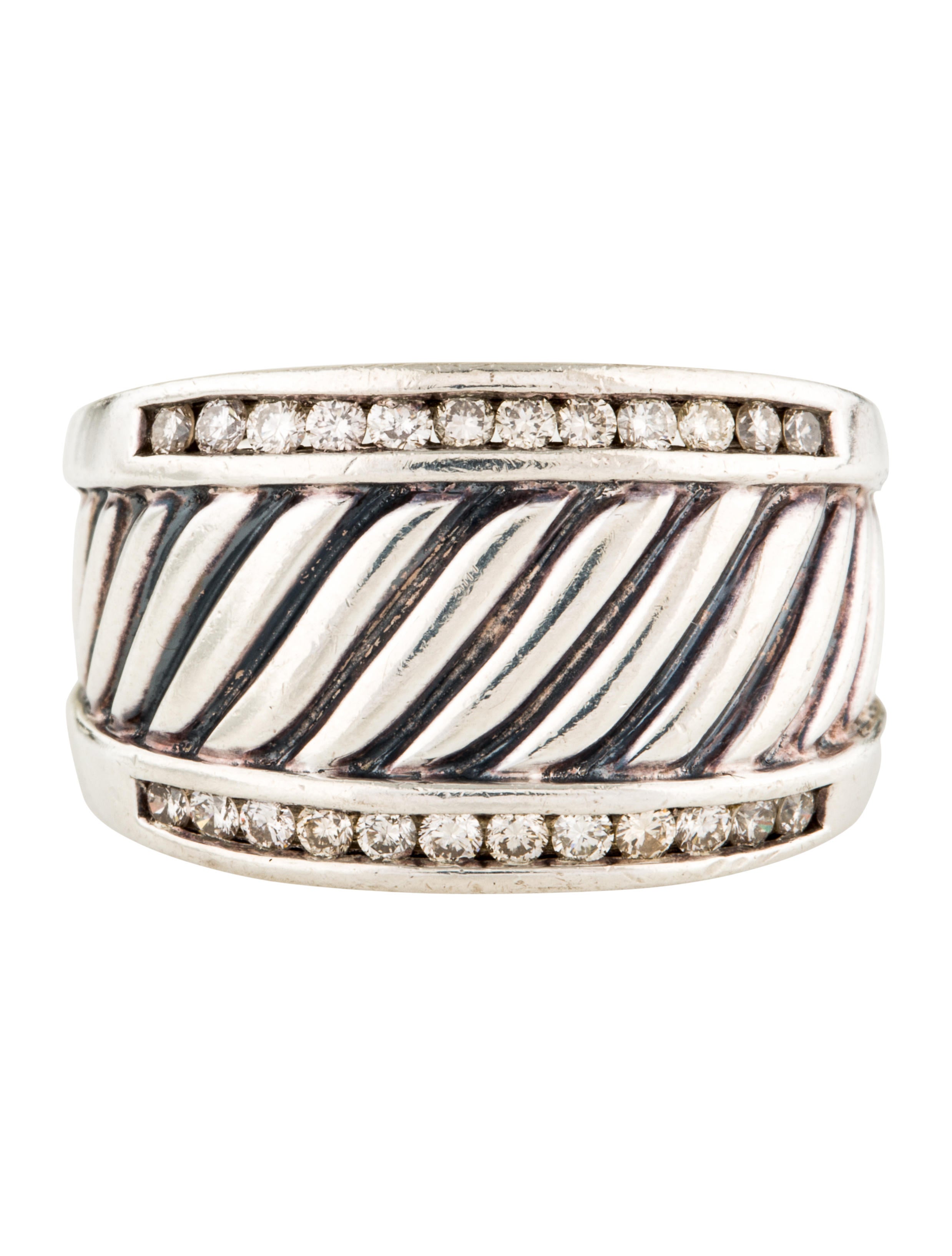 David Yurman Diamond Sculpted Cable Ring Rings DVY39353 The RealReal