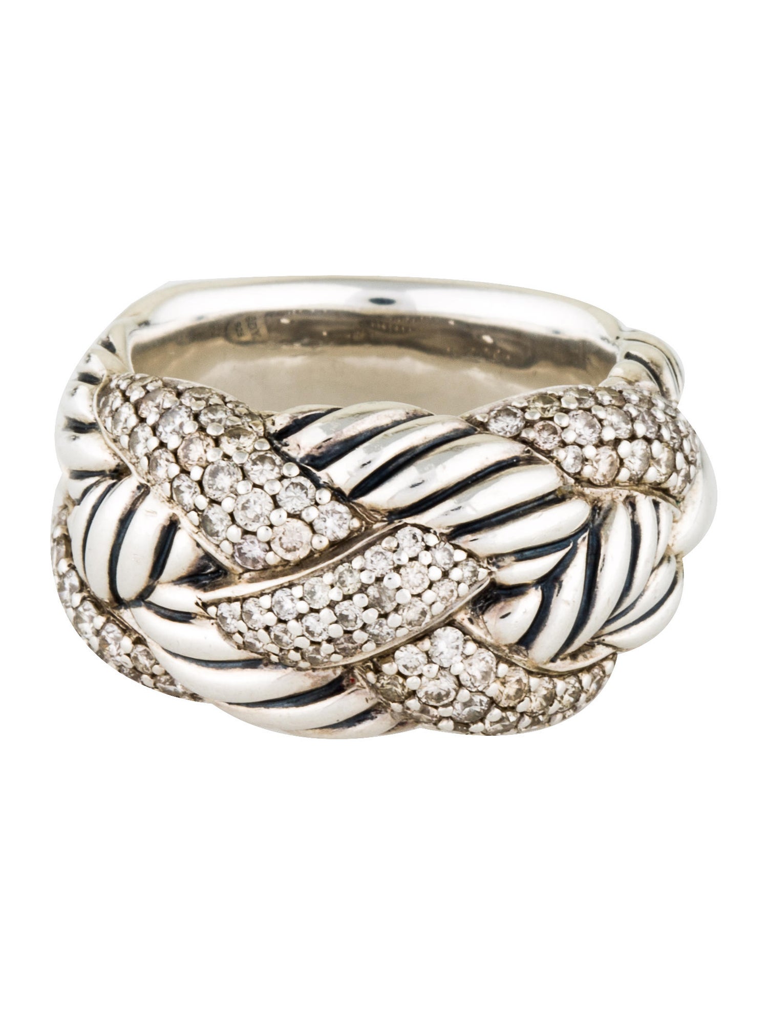 David Yurman Diamond Woven Cable Ring Rings DVY39489 The RealReal