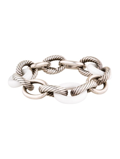 David Yurman White Extra Large Ceramic Oval Link Bracelet