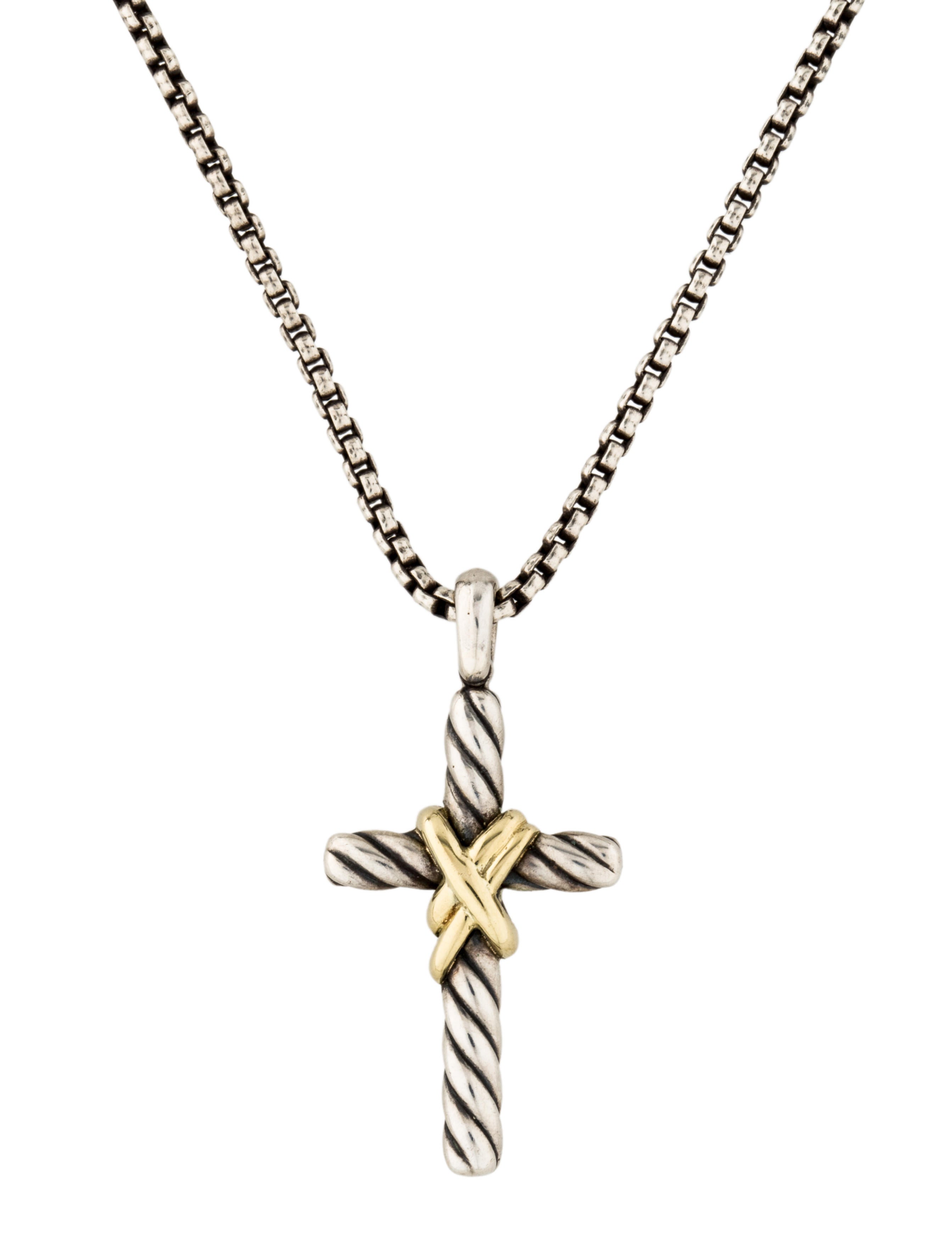 David Yurman Cable Collectibles X Cross Pendant Necklace 14K Yellow