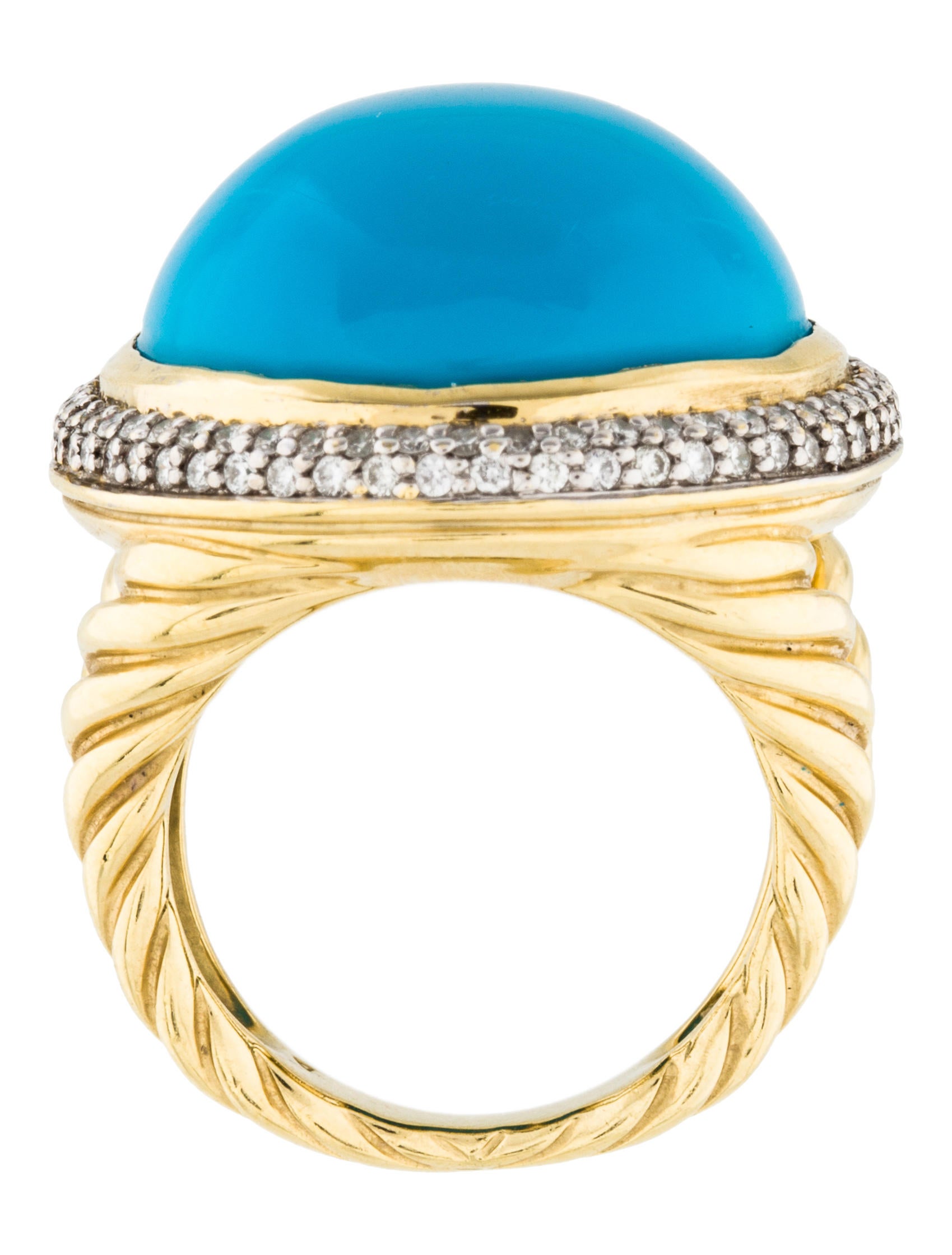 David Yurman 18K Turquoise & Diamond Cocktail Ring Rings DVY41736
