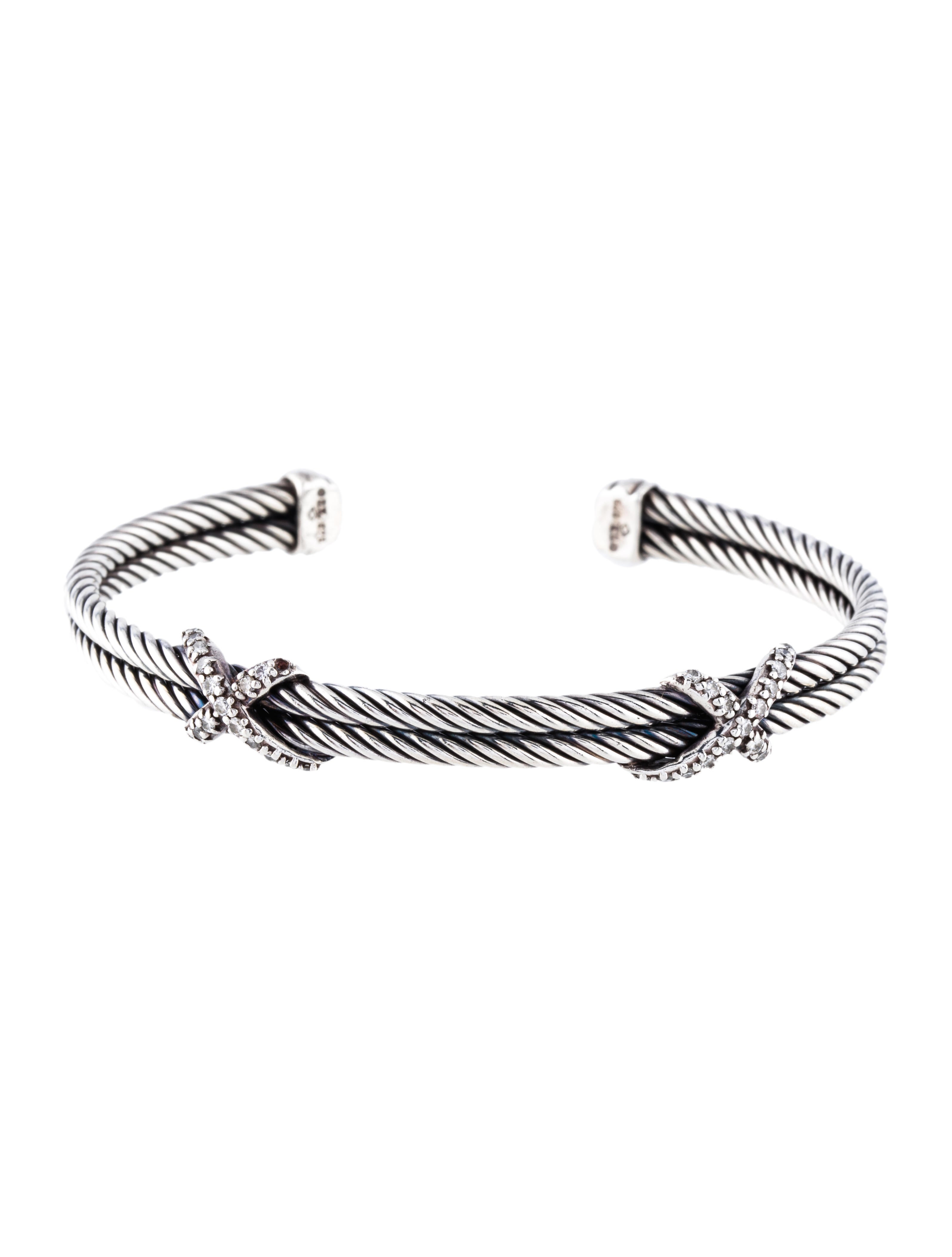 David Yurman Double X Diamond Cuff Bracelets Dvy44220 The Realreal Jewelry Bracelets David Yurman Double X Diamond Cuff
