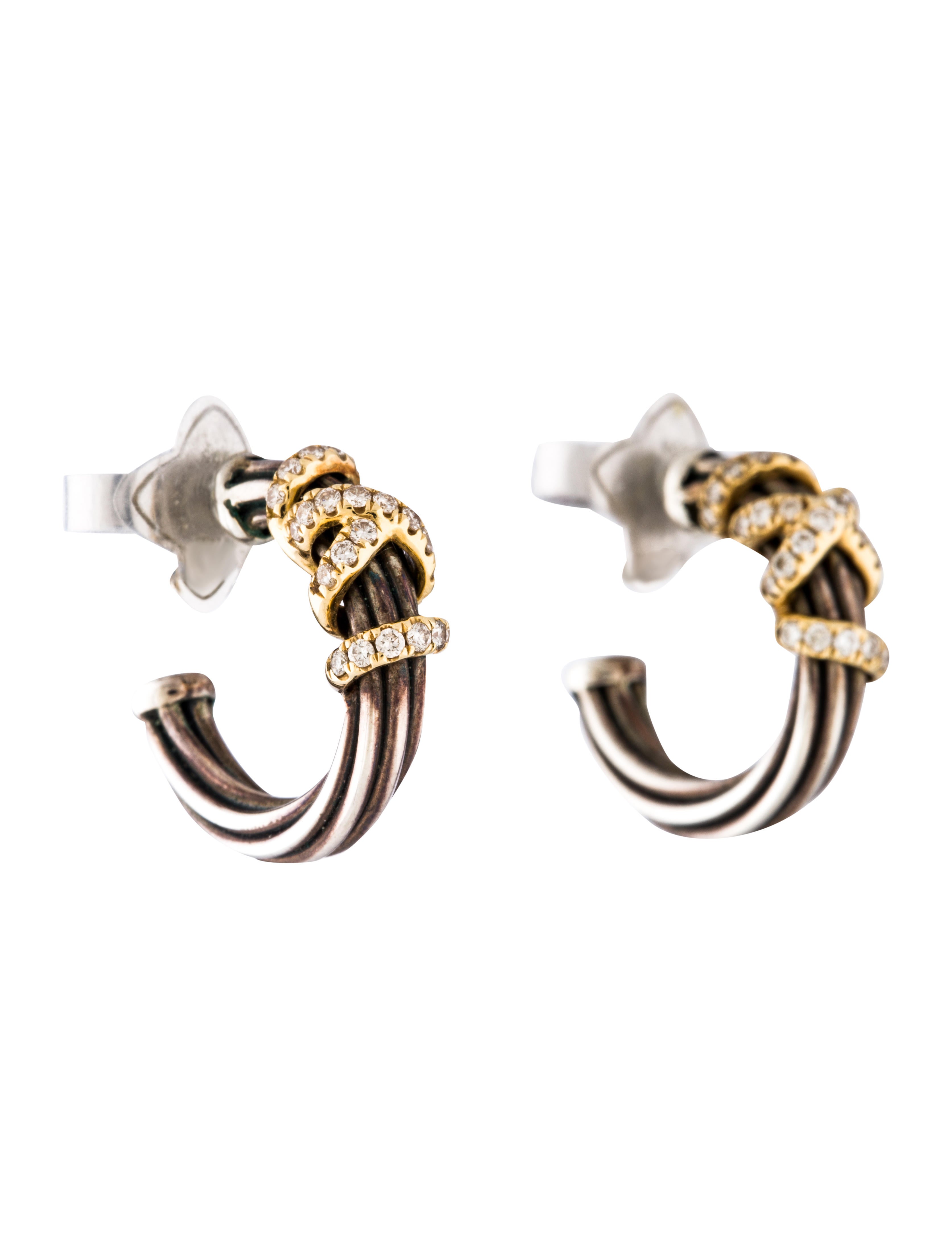 David Yurman TwoTone Diamond Helena Small Hoop Earrings Earrings