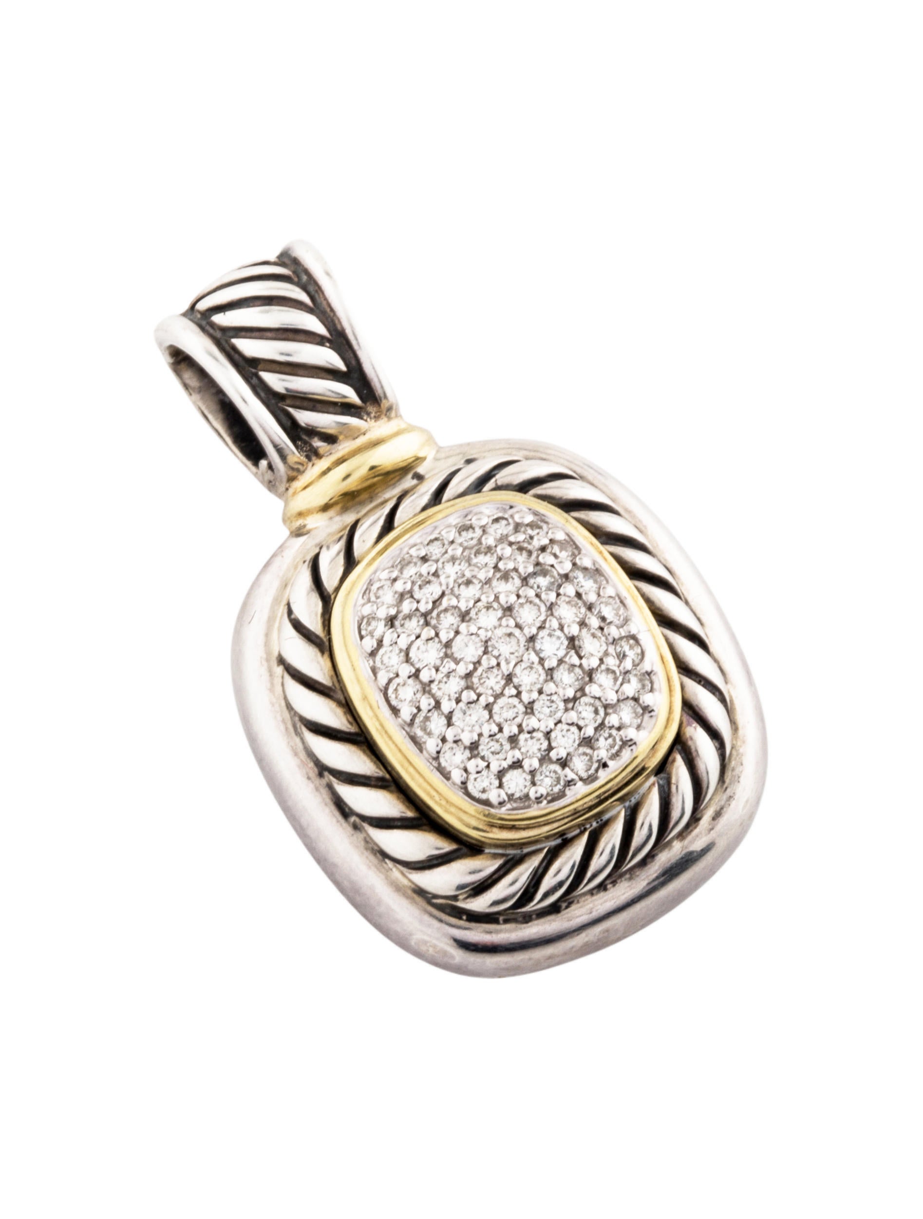 David Yurman Diamond Albion Charm Pendant 18K Yellow Gold Pendant