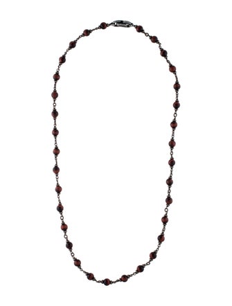 David Yurman Red Tiger's Eye Spiritual Rosary Bead Necklace