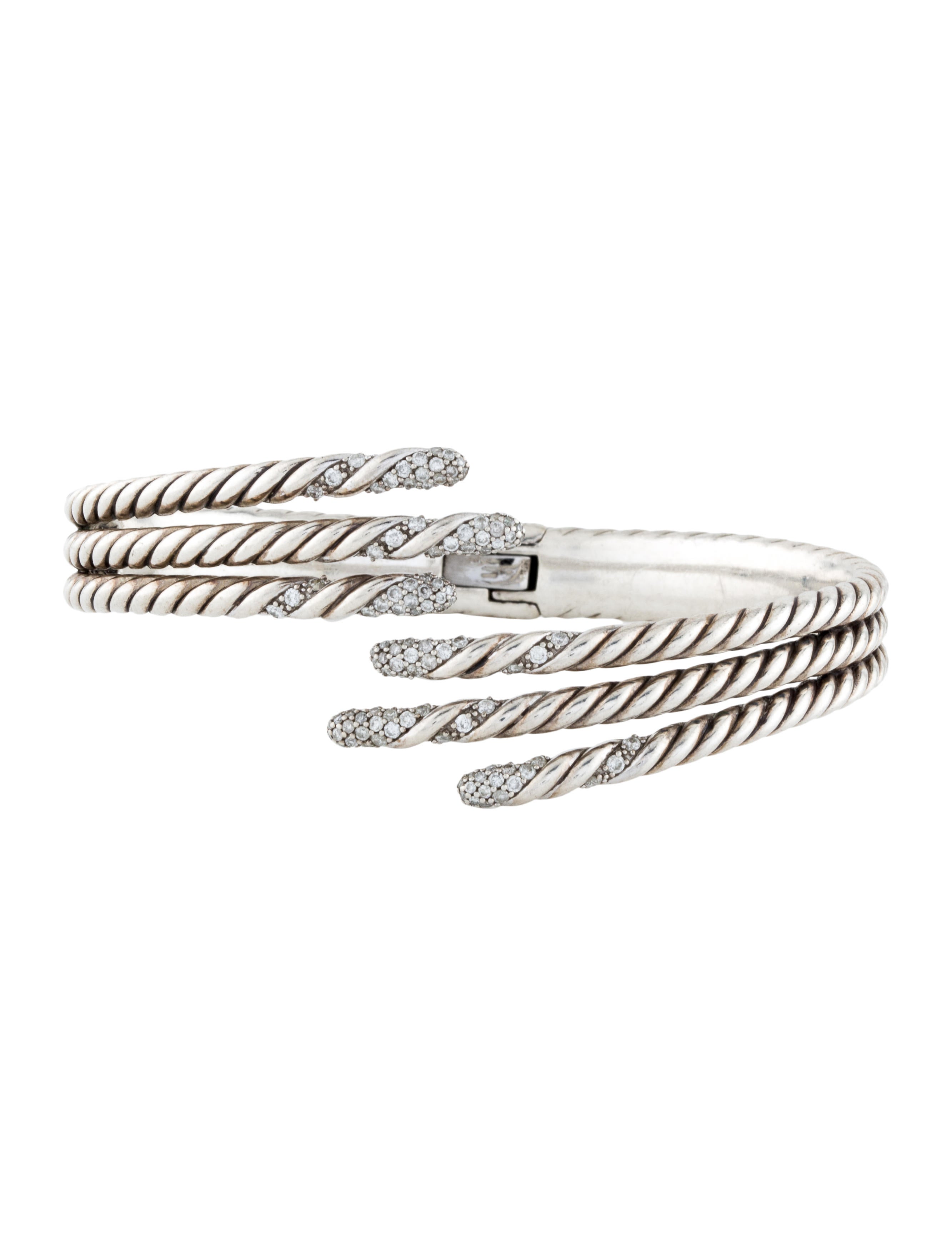 David Yurman Diamond Willow Open Three-Row Bracelet