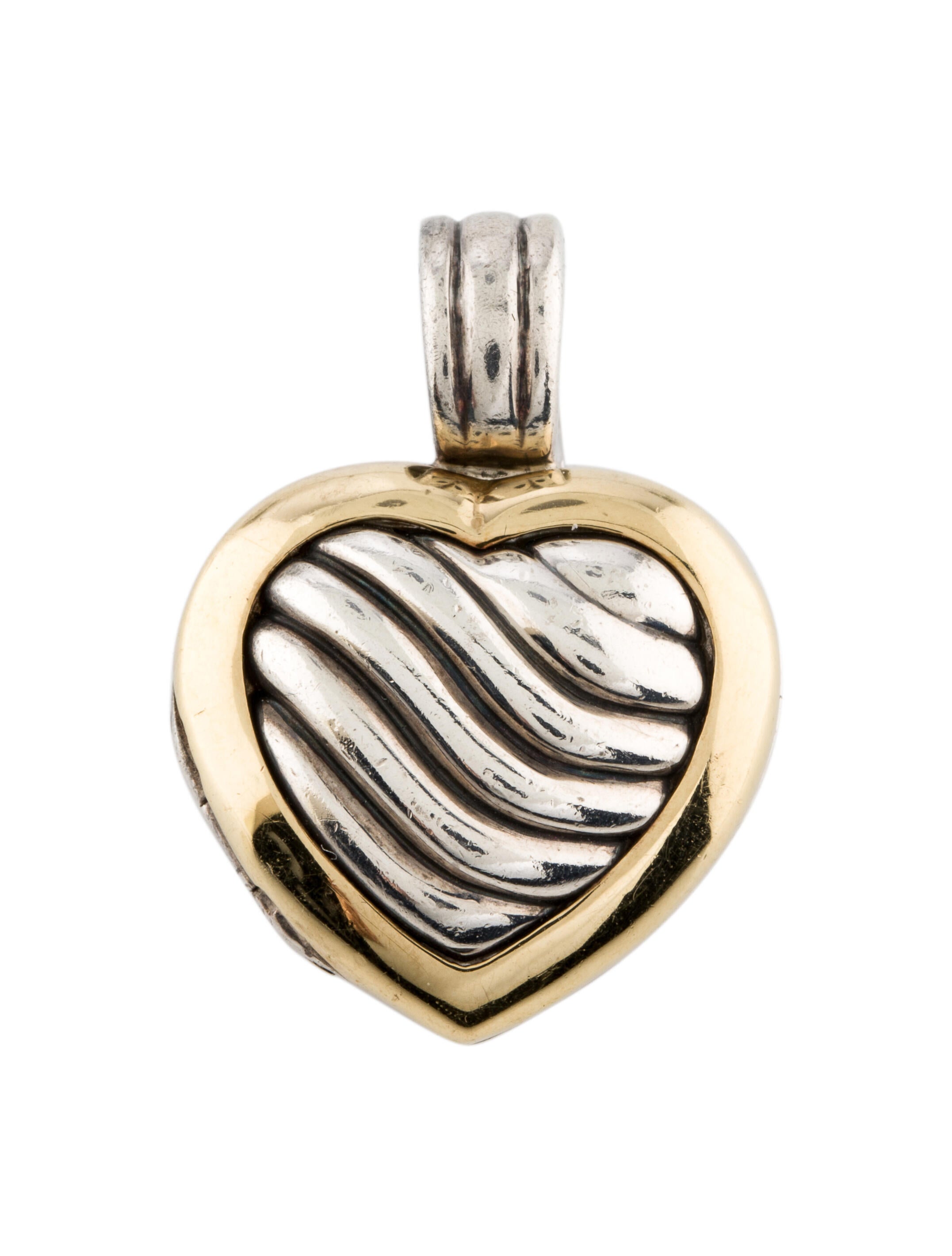 David Yurman Two-Tone Sculpted Cable Heart Locket