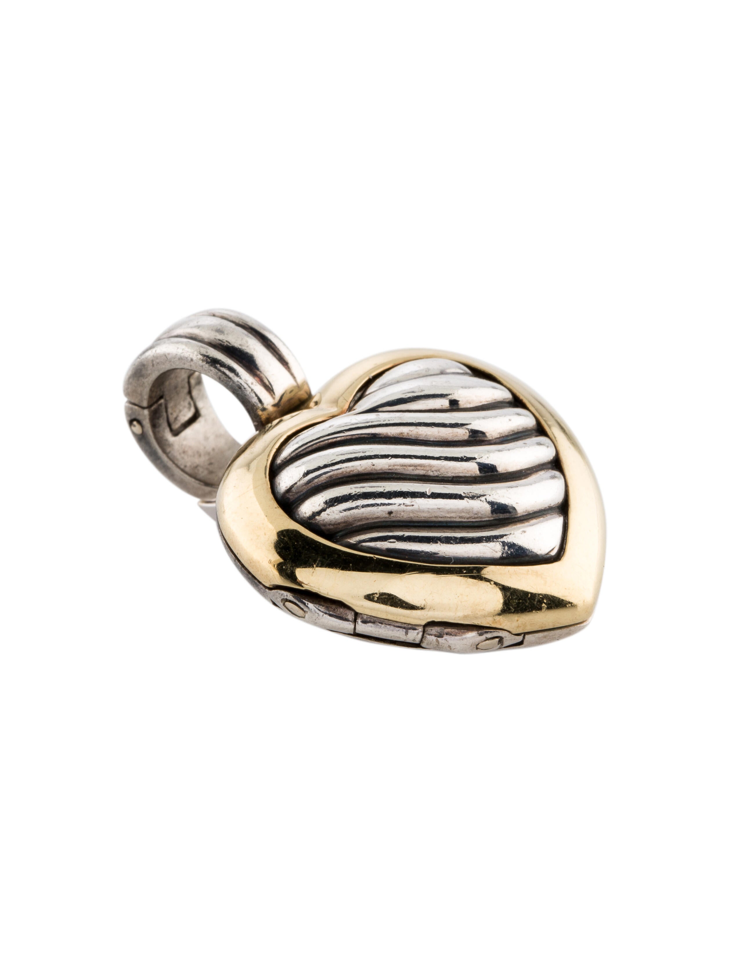 David Yurman Two-Tone Sculpted Cable Heart Locket