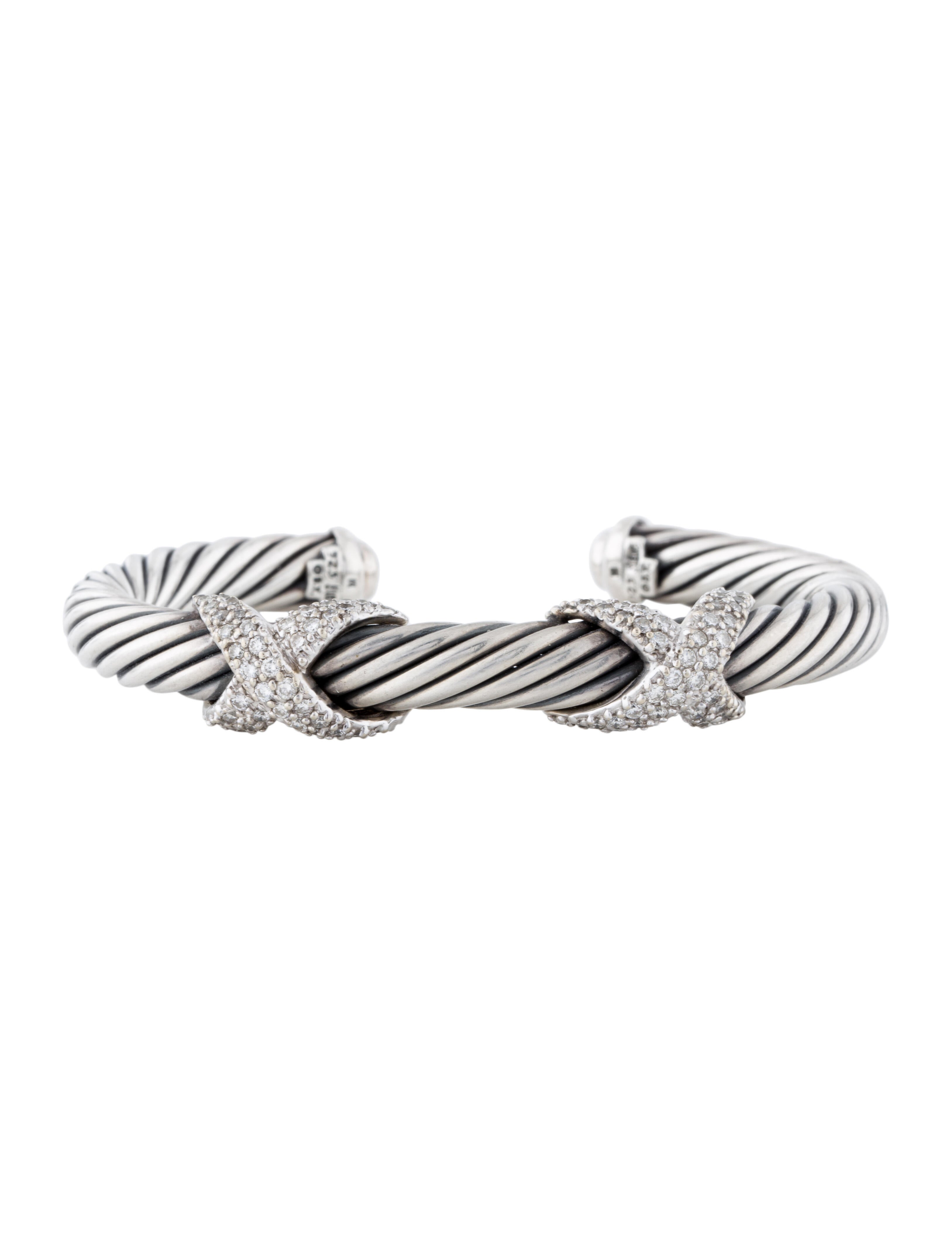 David Yurman Diamond Double X Cuff Silver, Sterling Silver Cuff