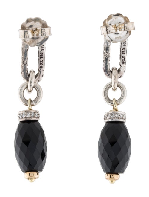 David Yurman Two-Tone Diamond & Onyx Figaro Drop Earrings