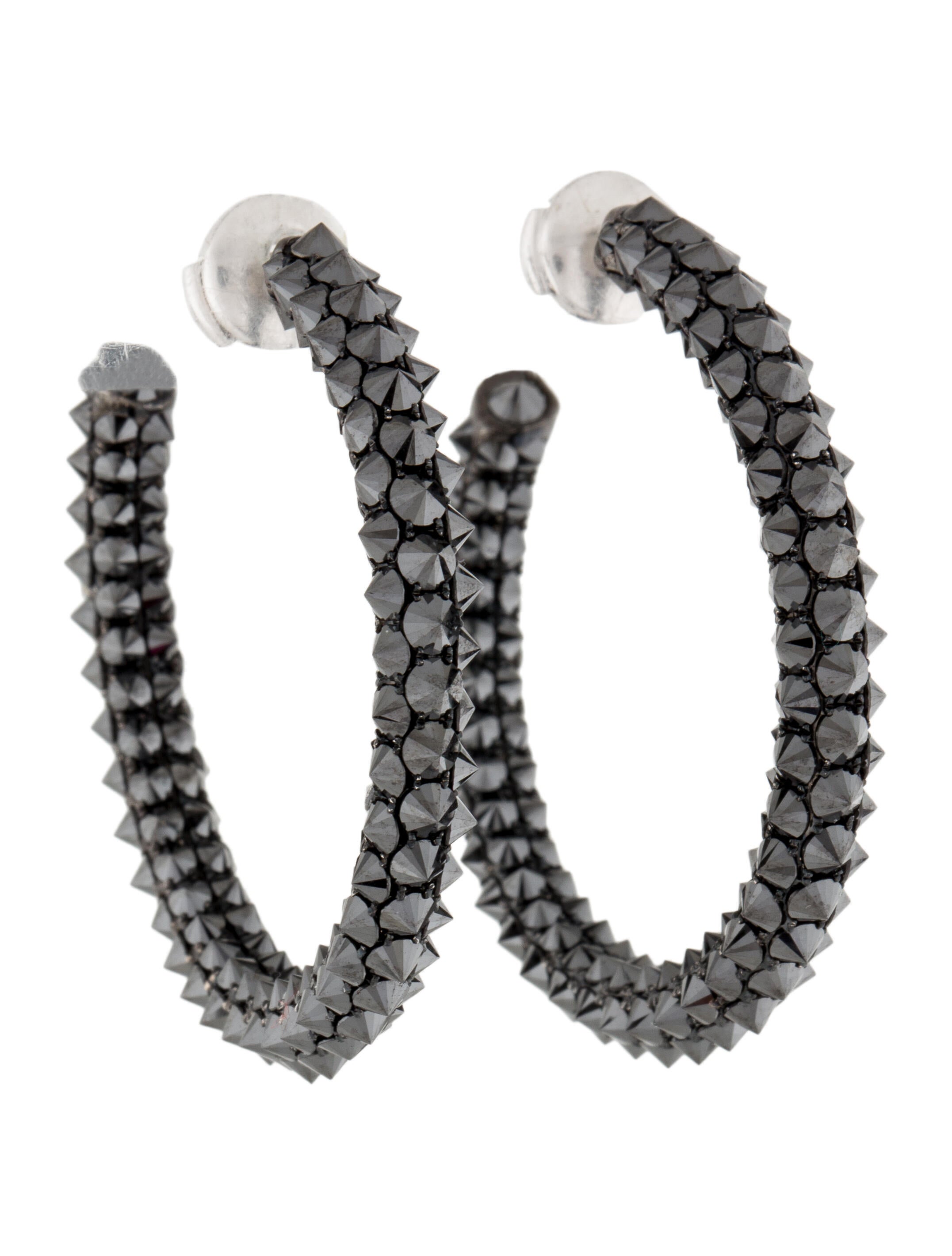 David yurman black diamond hoop earrings Clearance