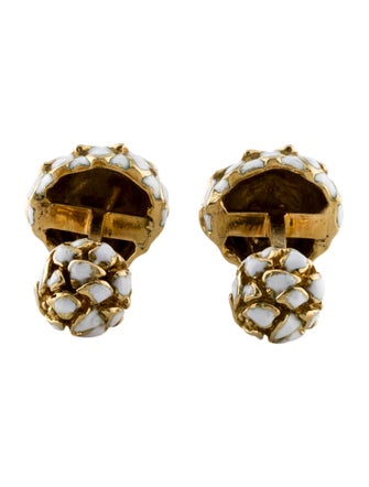 David Webb 18K Ruby & Enamel Lion Cufflinks