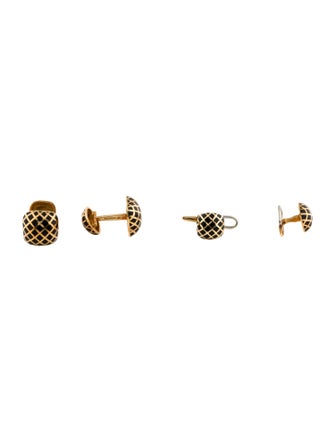 David Webb 18K Enamel Cufflinks & Shirt Stud Set