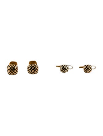 David Webb 18K Enamel Cufflinks & Shirt Stud Set