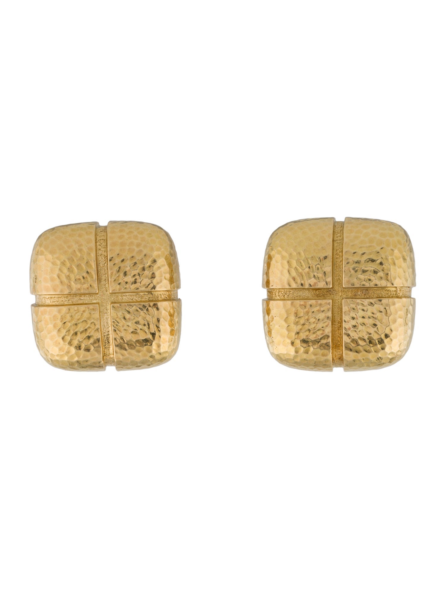 David Webb 18K Hammered Clip-On Earrings
